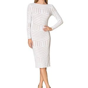 Dress The Population Emery Elegant White Long Sleeve Dress